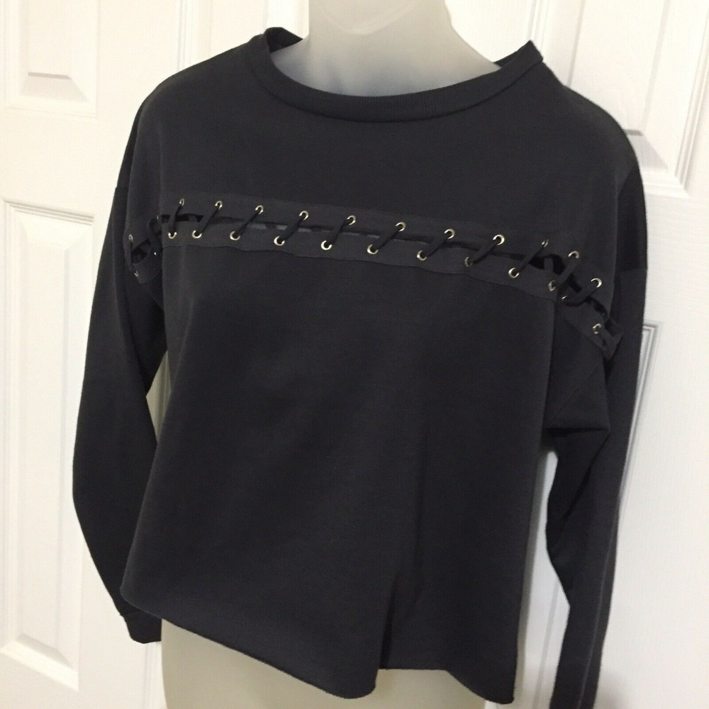 Enough About Me Small Sweat Shirt Gray Cropped